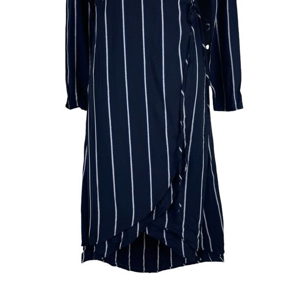 Rails Priya Metallic Striped Wrap Dress Knee Length Blue Black Size S - Picture 6 of 11